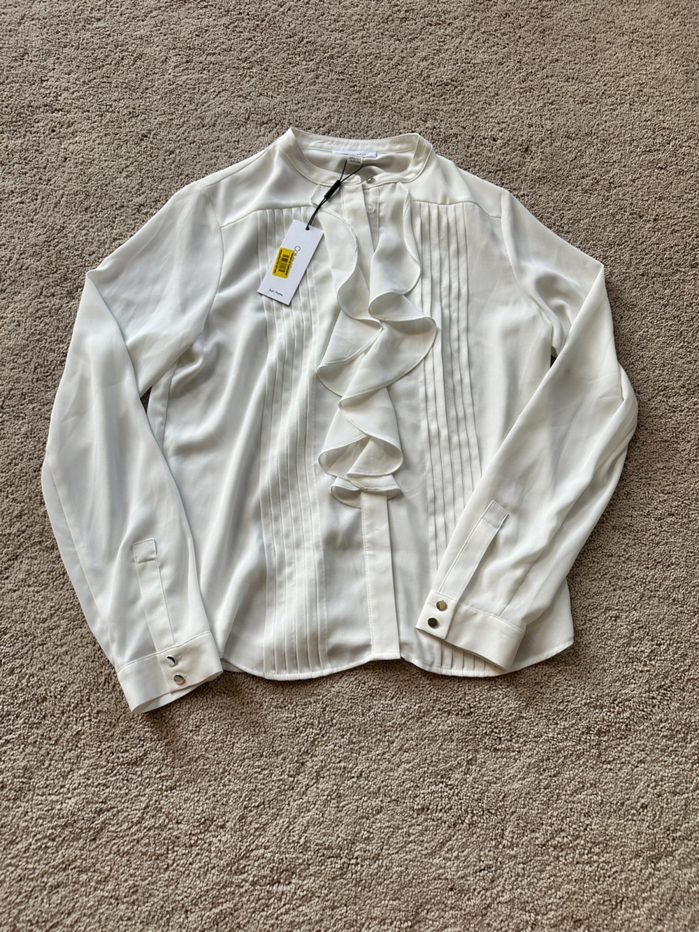 Calvin Klein White Button-Front Top with Silver Hardware